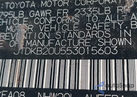 2005 Toyota Prius from USA, damaged, VIN JTDKB20U553015603